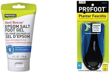 Profoot Epsom Salt Foot Gel, 4 Ounce Orthotic Insoles for Plantar Fasciitis & Heel Pain, Men's 8-13, 1 Pair