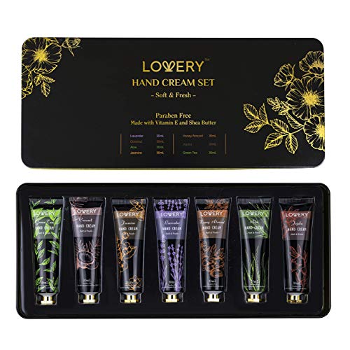 Valentines Gifts for Him, 7pc Hand Cream Gift Set for Men and Women, 30mL Tubes - Moisturizing Hand Lotion with Vitamin E and Shea Butter for Dry Hands - Luxury Lotion Gift Set for Holidays
