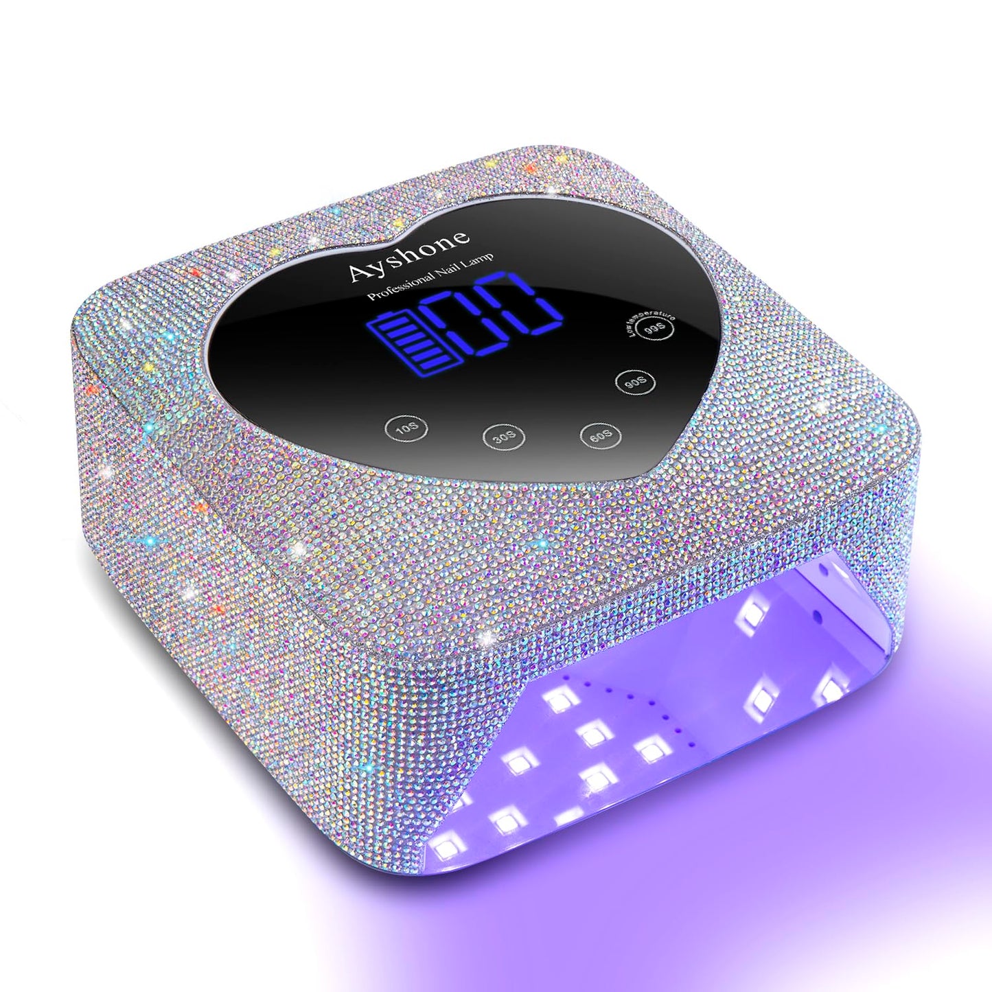 Ayshone Cordless UV LED Nail Lamp,72W Rechargeable Nail Dryer Gel Polish Light with Large LCD Display,Rechargeable Nail Curing Lamp for Salon & Home