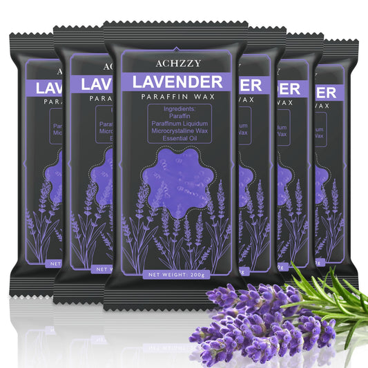 Achzzy Natural Paraffin Wax Refills 6 Pack Paraffin Blocks of Lavender Scent for Paraffin Wax Paraffin Wax for Hand and Feet Relieve Stiff Muscles and Pain Deep Hydration